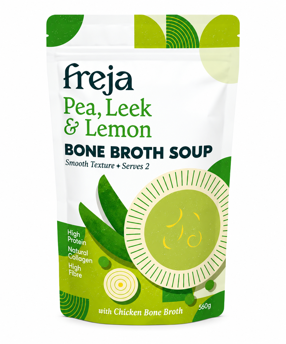 Freja Bone Broth Soup – Pea, Leek & Lemon