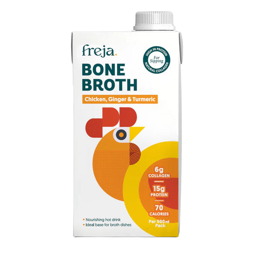 Freja Sipping Bone Broth – Chicken, Ginger & Turmeric