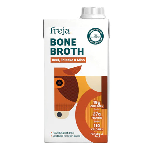 Freja Sipping Bone Broth – Beef, Shiitake & Miso