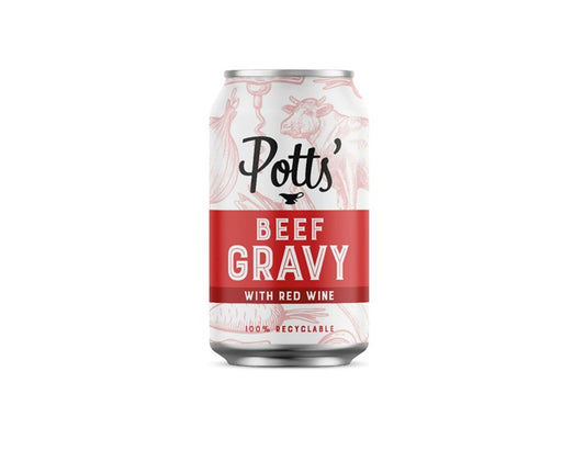 Can of Potts Gravy - Beef with Red Wine (8x330g)