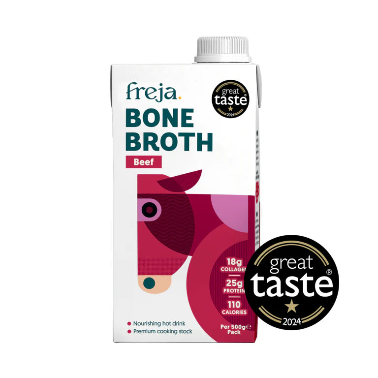 Freja Sipping Bone Broth – Classic Beef