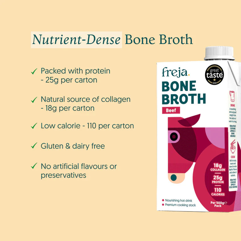 Freja Sipping Bone Broth – Classic Beef